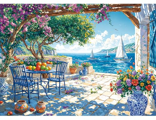 TangComplete Puzzle 1000 Pieces Adultes Puzzle Adulte 1000 Pièces Jeu D'Intelligence De l'art De La Décoration Moderne Jeu Cadeau Unique, Puzzles 1000 Pièces, Côte d'été