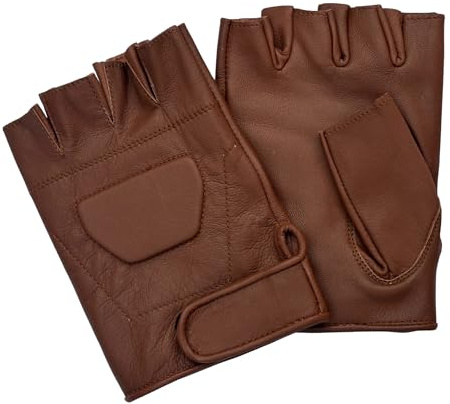 Fingerless Leather Gloves for Driving, Cycling and Motorbike Riding