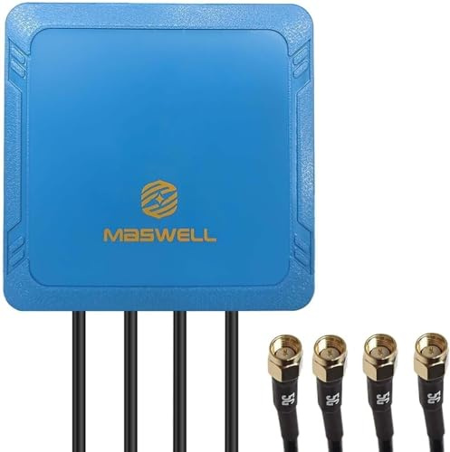 Maswell LTE 4G 5G Antena 4X4 MIMO para IoT M2M, bajo Ganancia 3DBI no para Competencia de Velocidad, Banda Completa de 700-6000MHz, 4X Conector SMA