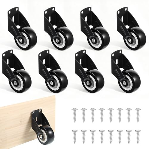 IANFAN 8 Pack 2 Small Wooden Gate Wheels, Anti-Sag Door Bottom Support Wheels with Mounting Screws, Small Rolling Caster Wheels for Garage Door Repair Vertical Mounting Furniture Fix Rollers