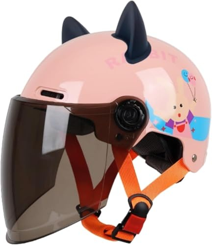 Casque moto demi-visage pour enfants, oreilles de chat, pour jeunes enfants, tout-petits, vélo, cyclomoteur, moto tout-terrain, scooter, kart, vélo, VTT, pour garçons et filles de 2 à 14 ans J,47-55cm