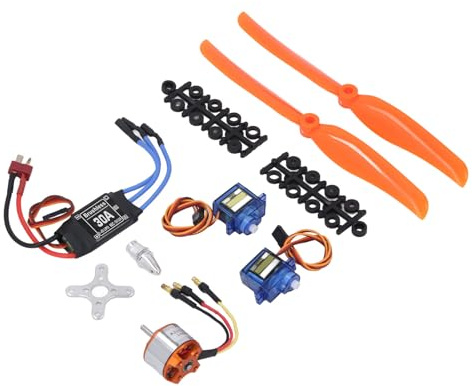 Fafeicy Kit d'accessoires pour Avion RC, Moteur sans Balais 1400 KV avec Servos ESC 30 A et SG90, unité de Puissance Complète pour Avions RC, Hélicoptères, Modèles à Ailes Fixes