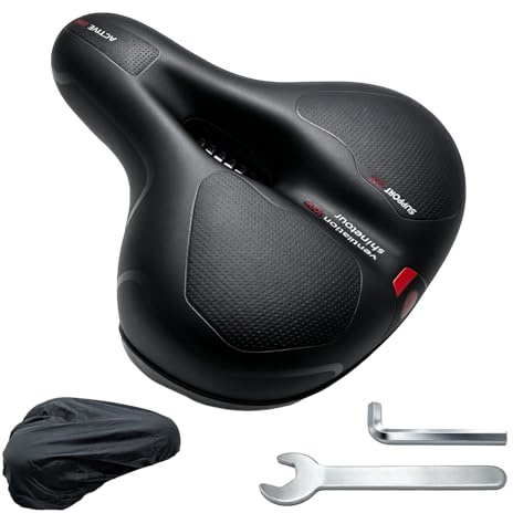 Sella per bicicletta da uomo e da donna, comoda, morbida, morbida, in memory foam, per bici da corsa, 26 x 21 cm, traspirante, impermeabile