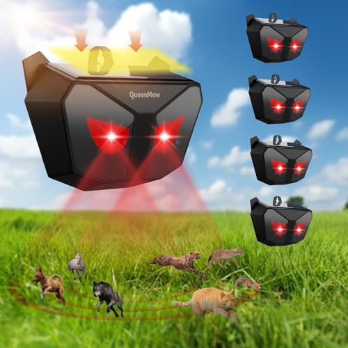 Repellente per Gatti Esterno, Repellente Piccioni Solare Muto Flash, Dissuasore per Uccelli Impermeabile, Repellente Gatti Cani Giardino per Animali Notturni Gatti/Cani/Uccelli/Topi, Confezione da 4