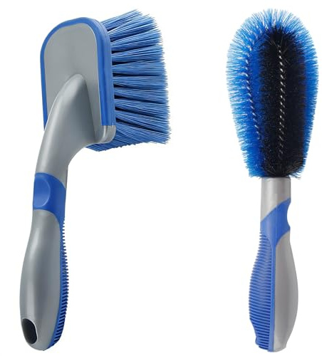 Set di 2 spazzole per cerchioni in lega, spazzola per auto e cerchioni, con impugnatura ergonomica, spazzole per la pulizia dei cerchioni, per la pulizia di casa, auto, camion, moto, biciclette