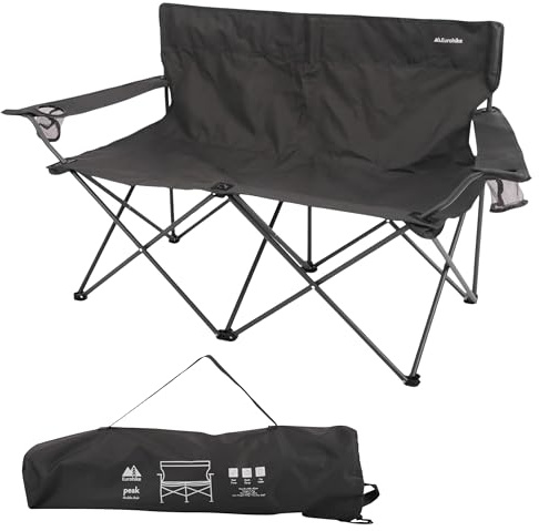 Eurohike Peak Double Chair with Drinks Holders, Compact, Lightweight & Portable Outdoor Seat for 2, Includes Carry Bag, Ideal for Camping, Festivals, Picnics, the Beach & Garden (Dark Grey)