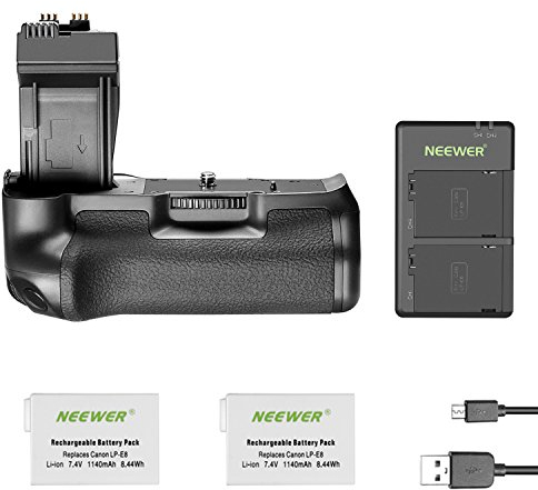 Neewer Empuñadura de batería de Repuesto para cámaras DSLR Canon EOS 550D 600D 650D 700D Rebel T2i T3i T4i T5i con baterías de Litio de Repuesto para LP-E8/cargador USB