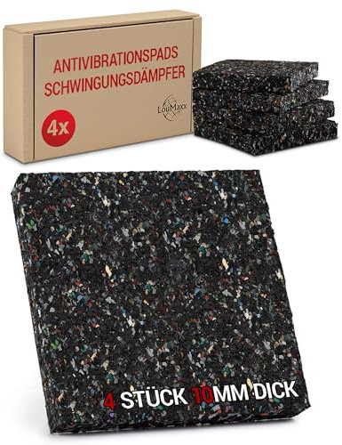 LouMaxx Antirutschmatte Waschmaschine 4er Set 9cm x 9cm - Gummimatte – 1 cm dicke und rutschfeste Antivibrationsmatte Made in Germany Waschmaschinen Unterlage auch für Trockner und andere Geräte