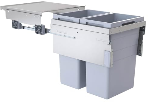 Hailo Poubelle de cuisine tri sélectif 2 bacs encastrable 80L (38+38) Euro Cargo 500