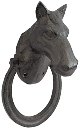 YANYUESHOP Retro-Türklopfer, Pferdekopf-Türklopfer, Massive Gusseisen-Torknöpfe, Vintage-Zugring, Außengarten-Haustürgriff