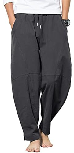 YAOBAOLE Men's Linen Trousers Casual Men's Baggy Trousers Men Yoga Pants with Pocket