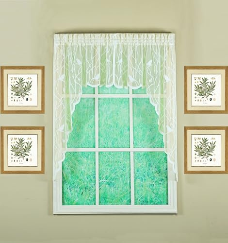 Today's Curtain, Songbird Semi-Sheer Lace Swag 38, Ivory, 56 W x 38 L