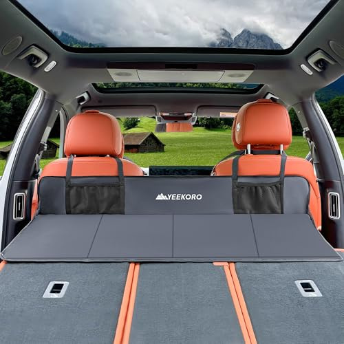 YEEKORO Car Rear Seat Mattress Extension Plate, Foldable Car Back Seat Extender，Portable Mattress for Sleeping, Increase Travel Trunk Space and Car Bed Camping Space for Cars, SUV, Model Y/3
