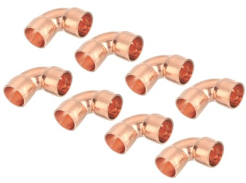 QUARKZMAN 8 Stück 10mm Kupferrohr Bogen, Pressfitting Kupfer mit Dichtungen für Trinkwasser und Gasleitungen
