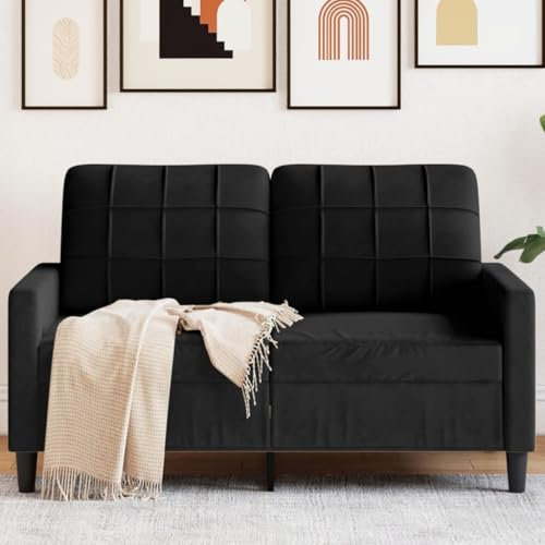 Homgoday 2-sitsig soffa, soffa, modern stoppad soffa, relaxsoffa, loungesoffa, relaxsoffa, Loveseat, liggsoffa, sittmöbler för vardagsrum, sovrum, svart 120 cm sammet