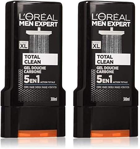 L'Oréal Men Expert Total Clean Gel Douche 5 en 1 pour Homme 300 ml (Lot de 2)