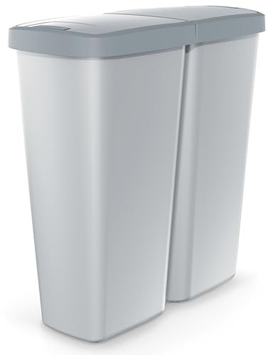 Monzana® Cestino per Rifiuti 50L 2 Scomparti Apertura a Pressione Separazione dei Rifiuti Riciclaggio Bidone Spazzatura Raccolta Differenziata