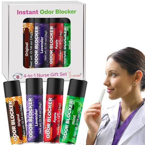 QIFEISHANKA Bloqueur d'odeurs pour infirmières, bloqueur d'odeurs 4 en 1 pour le nez aide à bloquer les odeurs dans les hôpitaux et les décharges, cadeau idéal pour les infirmières avec des parfums