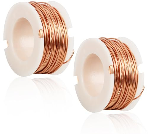 0,5 mmx10m Kupferdraht, Hochleitfähiger Kupferlackdraht, Kupferkabel, Copper Wire,Isolierter Magnetdraht für Elektromagnet-Motormodelle,Transformatoren und Handwerksprojekte (2 PC)