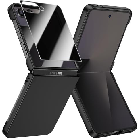 Doeshine for Samsung Galaxy Z Flip 7 Case, Anti-Peep Built-in Screen Protector, Ultra Slim Full Body Cover, Thin Slim Fit Phone Case, Lightweight Skin-Friendly, Hard PC Cover for Z Flip 7 (Black)