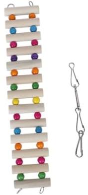 MOTHNUR Wooden Pet Bridge Ladder for Small Animals Animal for Hamsters Gerbils Parrots Natural Climbing Playground with Hooks Easy to Install Cage Accessory for Birds and Rodents