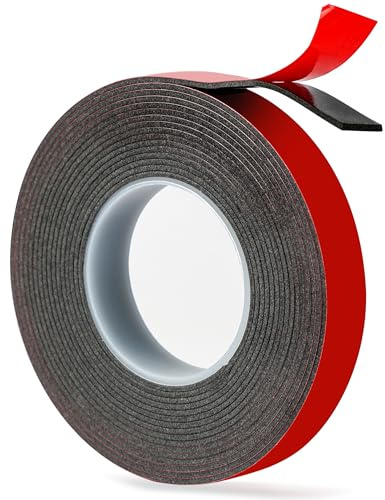 Acual Nastro Biadesivo Extra Forte, Nastro Biadesivo 0.6 mm, Doppio Impermeabile, Spessore Resistente ad Alte Temperature Multifunzione Sottile, per Muro Auto Casa Ufficio(2cm x 4,7m)