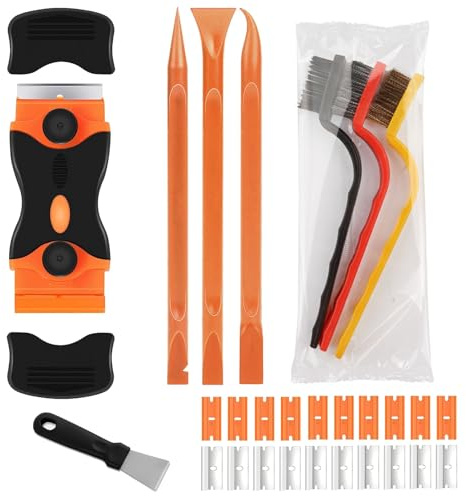 18Pcs Window Scraper Tool Set, Double Edged Glass Scraper, Scraper Tool Non Scratch for Window, Ceramic Hob, Oven, Cooktop, Sticker or Paint Removal