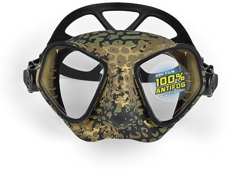 C4 Maschera modello CONDO-R Subacquea per Apnea Pesca sub Snorkeling e Immersioni Colore Black - Snake Camu - Carbon (CAMOSKIN MED)
