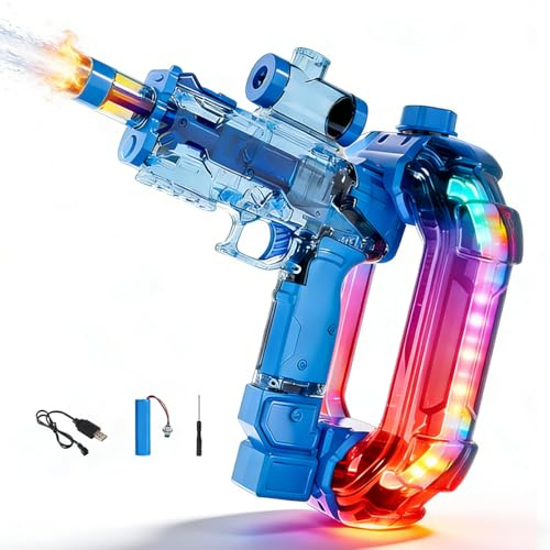 Pistola de agua eléctrica para adultos, pistola de agua eléctrica de gran alcance, pistola de agua con luz LED, pistola de agua eléctrica para verano, playa, piscina, juguete (B)
