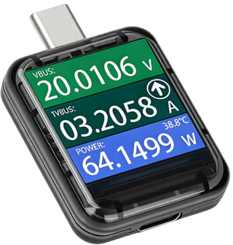 Diymore USB C-testare USB-mätare med display, 240 W 4,5 V-48 V 0–8 A typ C digital multimeter, USB power meter QC PD voltmeter strömmätare, spänningstestare, touch-kontroll