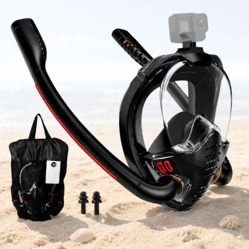 panemy Masque Plongée Adulte avec Double Tuba | Masque Intégral de Plongée pour Adultes, Snorkeling, Bouchons d'oreilles, étui de Transport Inclus