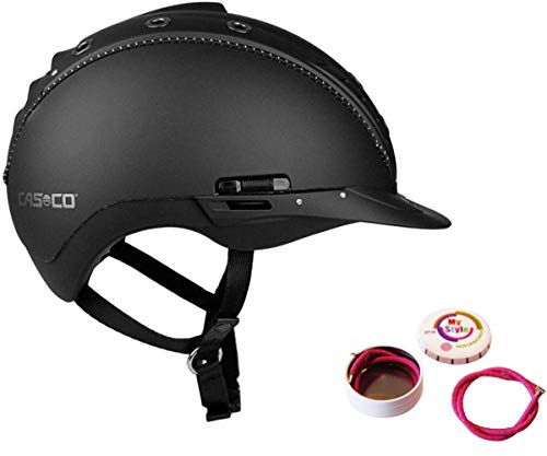 Casco Reithelm MISTRALL-2 schwarz M-L (58-60cm) + MyStyle Wechselstreifen pink (rosa) reflex