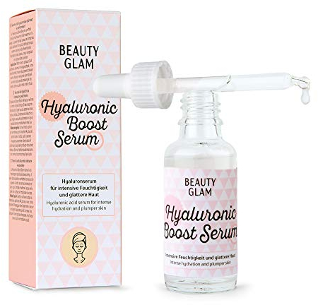 Gesichtsserum für intensive Feuchtigkeit & glattere Haut - Vegan, silikonfrei, ohne Farbstoffe & Parfum, Made in Germany, BEAUTY GLAM - Hyaluronic Boost Serum - 30 ml