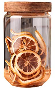 Tarros de almacenamiento de vidrio de 750 ml de ericotry, con tapas de madera selladas, recipiente de cristal, para almacenar alimentos, para granos de café, hojas de té, frutos secos