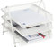 Relaxdays Tiered Document Tray in White Dokumentenablage Metall, 3 Fächer, Gitter Design, Büro, für A4, Briefablage, HBT: 26,5 x 29,5 x 35,5 cm,weiß, 100% Stahl, 1 Stück