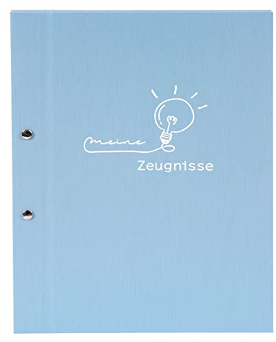 goldbuch 36 129 Zeugnismappe frech & frei Hellblau, Sichtmappe Maße 24 x 31,5 x 2 cm, 12 Klarsichthüllen, Schraubverschluss zum Herausnehmen der Hüllen, Einband aus Kunstdruck, Zeugnis Mappe Blau