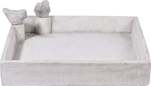 dobar® 12979e Carré Abreuvoir pour Oiseaux Sauvages - Grand Bain d'oiseaux en Ciment - pour Jardin, terrasse, Balcon - 29 x 29 x 5 cm - Blanc