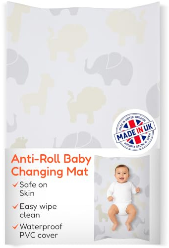 Babycurls Deluxe Anti-Roll PVC Wedge Nappy Baby Changing Mat with Curved Sides and Raised Edges for Babies from Birth Upwards Wipe Clean and Waterproof 69 x 45 x 8cm (Jungle Fun)