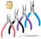 4 Pinces à Bijoux, Pince Trousse Outils de Fabrication de Bijoux, Pinces à Becs Aiguilles, Pinces à Bec Long, Pinces à Becs de Chaîne, Coupe-fil