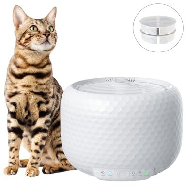 Petsuper Trinkbrunnen für Katze - Red Dot Award 2025 Gewinner, 62oz/1,8L Auto Trinkbrunnen für Haustiere mit Ultra-Leiser Pumpe, Katzentränke mit Zwei Flussmodi, Inklusive 3 Filtern (Weiß, ABS)