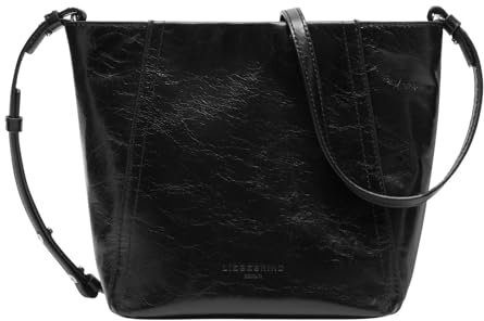 LIEBESKIND BERLIN Schultertasche Umhängetasche Chudy Paper Touch Crinkle Hobo Bag Black schwarz