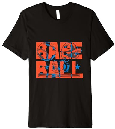 Baseball Lettering Bat Glove Helmet Player Fan Graphic Premium T-Shirt