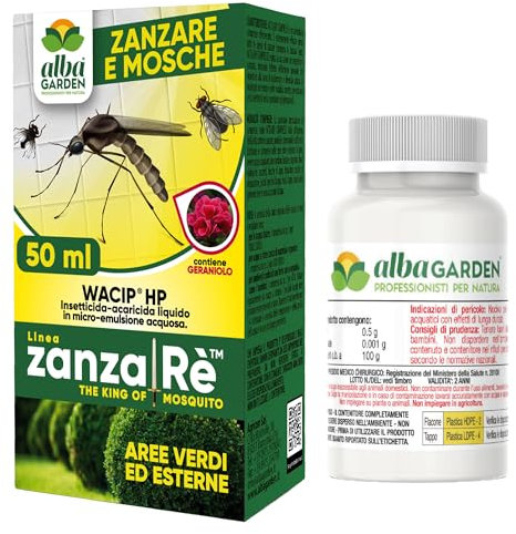 Albagarden - Zanzarè Insetticida Antizanzare Giardino Concentrato Per Esterno E Interno - Per Disinfestazione Contro Zanzare Cimici Mosche Insetti Volanti E Striscianti x 50 ml