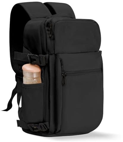 VOESLD Rucksack Handgepäck 40x20x25 für Ryanair, Wizzair & Eurowings - Damen & Herren Rucksack für Reisen, Flugzeug Untersitz, Laptop & Kabinentasche (Schwarz) (40x20x25-black) (Black40x20x25)