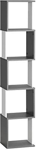 HOMCOM Modern 5-Tier Bookshelf, Freestanding Bookcase Storage Shelving for Living Room Home Office Study, White and Dark Grey