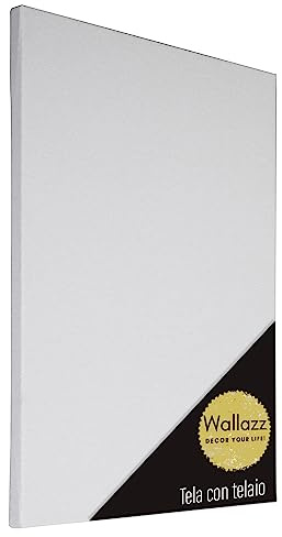 Wallazz Tele per Dipingere Bianca 100% Cotone, Pronte All'Uso su Telaio in Legno di Pino - Set di Tele Bianco Pittura Acrilica, Olio e Acquerello - Per Artisti e Principianti - 60x80cm