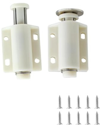 bepisof Weißes magnetisches Schubladenschloss, Kunststoffschloss - Einschließlich 1 Push Open Schloss, 1 Scheibe, 5 Schrauben, sehr geeignet für Schränke, Schranktür-Magnetschloss,