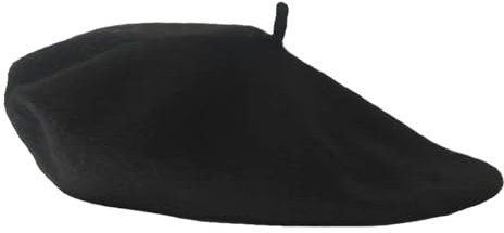 GWAWG Baskenmütze für Erwachsene, Wolle, für Herren und Damen, französischer Stil, einfarbig, Klassische Farbe, Unisex, weich, warm, Outdoor, Vintage-Künstlermütze, Beanie, Unisex, Schwarz, Schwarz