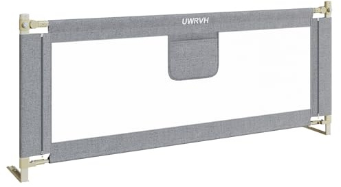 UWRVH Bed Rails for Toddlers，Toddler Bed Rails，Bed Rail for Baby - Adjustable Height Bed Guard with Child Safety Lock, Universal Fit for King/Full/Twin Beds (Grey, 1 Side 78.7Inch)