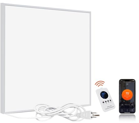 FrauSonne Infrared Space Heater 350W for Indoor Use with Thermostat, Wall Mounted Electric Convection Panel Heater, Silent & Energy Saving Room Heating Panel, Overheat Protection, with Remote & APP